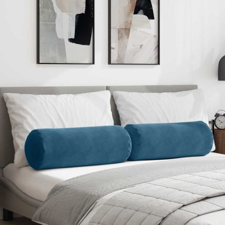 Cojines Bolster 2 pcs Azul Ø 25 x 70 cm Tela de pana en Decoración | Comprar online en Foru.es