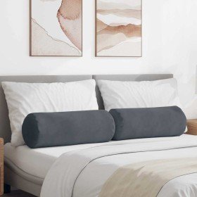 Cojines Bolster 2 pcs Gris oscuro Ø 25 x 70 cm Tela de pana en Decoración | Comprar online en Foru.es