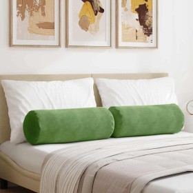 Cojines Bolster 2 pcs Verde claro Ø 25 x 70 cm Tela de pana en Decoración | Comprar online en Foru.es