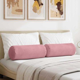 Cojines Bolster 2 pcs Rosa Ø 25 x 70 cm Tela de pana en Decoración | Comprar online en Foru.es