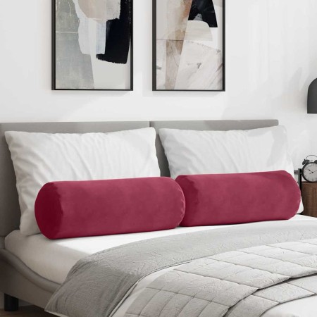 Cojines Bolster 2 pcs Rojo vino Ø 25 x 70 cm Tela de pana en Decoración | Comprar online en Foru.es
