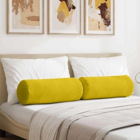 Cojines Bolster 2 pcs Amarillo Ø 25 x 70 cm Tela de pana en Decoración | Comprar online en Foru.es