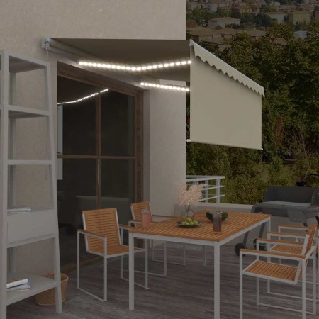 Toldo retráctil manual con persiana y luz LED crema 3x2,5 m en Toldos | Comprar online en Foru.es