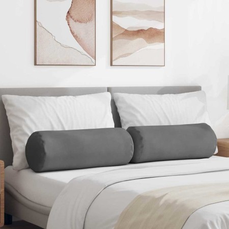 Cojines Bolster 2 pcs Gris oscuro Ø 25 x 70 cm en Decoración | Comprar online en Foru.es