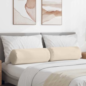 Cojines Bolster 2 pcs Beige Ø 25 x 70 cm Tela de microfibra en Decoración | Comprar online en Foru.es