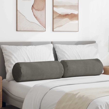 Cojines Bolster 2 pcs Gris Claro Ø 25 x 70 cm Tela de pana en Decoración | Comprar online en Foru.es