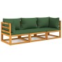 Juego muebles de jardín 3 piezas madera maciza y cojines verdes de vidaXL, Conjuntos de jardín - Ref: Foro24-3155314, Precio:...