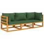 Juego muebles de jardín 3 piezas madera maciza y cojines verdes de vidaXL, Conjuntos de jardín - Ref: Foro24-3155314, Precio:...