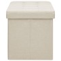 Banco de almacenamiento plegable lino sintético crema blanco de vidaXL, Bancos para recibidores y almacenamiento - Ref: Foro2...
