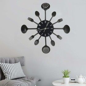 Reloj de pared diseño cuchara y tenedor negro 40 cm aluminio de vidaXL, Relojes de pared - Ref: Foro24-325163, Precio: 31,33 ...