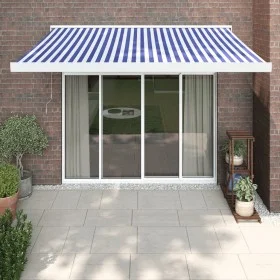 Toldo retráctil aluminio y tela azul y blanco 3x2,5 m de vidaXL, Toldos - Ref: Foro24-3154571, Precio: 549,97 €, Descuento: %