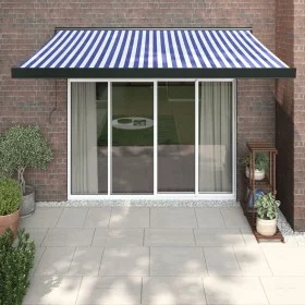 Toldo retráctil aluminio y tela azul y blanco 3,5x2,5 m de vidaXL, Toldos - Ref: Foro24-3154597, Precio: 603,85 €, Descuento: %
