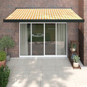 Toldo retráctil aluminio y tela amarillo y blanco 3,5x2,5 m de vidaXL, Toldos - Ref: Foro24-3154607, Precio: 545,59 €, Descue...