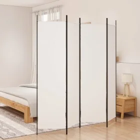 Biombo divisor de 4 paneles de tela blanco 200x200 cm de vidaXL, Divisores de ambientes - Ref: Foro24-350182, Precio: 40,17 €...