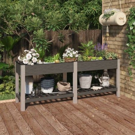 Arriate de jardín con estante WPC gris 200x50x75 cm de vidaXL, Maceteros y jardineras - Ref: Foro24-362573, Precio: 239,45 €,...