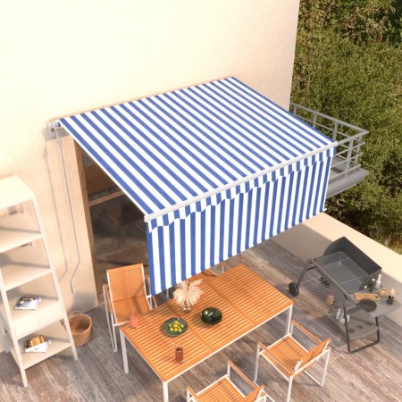 Toldo retráctil automático con persiana azul y blanco 3,5x2,5 m en Toldos | Comprar online en Foru.es