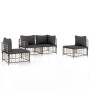 Juego de muebles de jardín 4 pzas y cojines ratán PE antracita de vidaXL, Sofás de exterior - Ref: Foro24-3186713, Precio: 33...