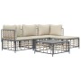 Set muebles de jardín 4 pzas y cojines ratán PE gris antracita de vidaXL, Sofás de exterior - Ref: Foro24-3186740, Precio: 38...