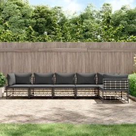 Juego de muebles de jardín 6 pzas cojines antracita ratán PE de vidaXL, Sofás de exterior - Ref: Foro24-3186755, Precio: 486,...