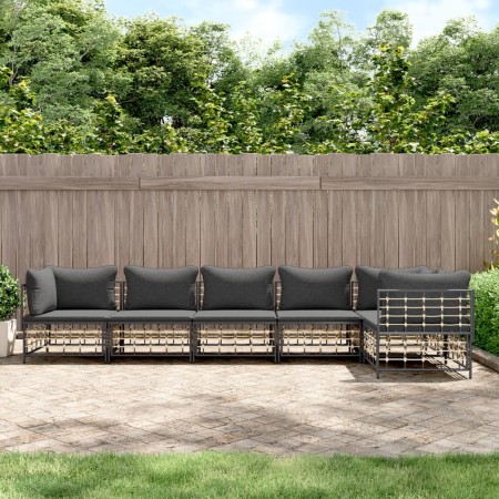 Juego de muebles de jardín 6 pzas cojines antracita ratán PE de vidaXL, Sofás de exterior - Ref: Foro24-3186755, Precio: 494,...