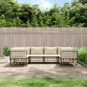 6-piece garden furniture set with anthracite PE rattan cushions by vidaXL, Outdoor sofas - Ref: Foro24-3186796, Price: 502,95...