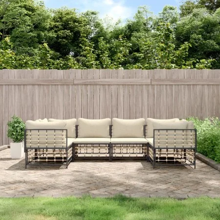 6-piece garden furniture set with anthracite PE rattan cushions by vidaXL, Outdoor sofas - Ref: Foro24-3186796, Price: 502,95...