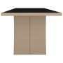 Mesa de jardín ratán beige y superficie de vidrio templado de vidaXL, Mesas de jardín - Ref: Foro24-319557, Precio: 245,25 €,...
