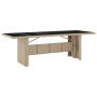 Mesa de jardín ratán beige y superficie de vidrio templado de vidaXL, Mesas de jardín - Ref: Foro24-319557, Precio: 245,25 €,...