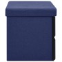 Banco de almacenaje plegable lino sintético azul 76x38x38 cm de vidaXL, Bancos para recibidores y almacenamiento - Ref: Foro2...