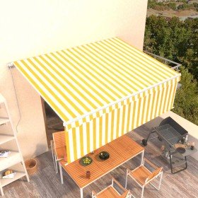 Toldo retráctil manual con persiana amarillo y blanco 4x3 m en Toldos | Comprar online en Foru.es