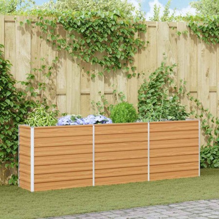 Arriate elevado Marrón Claro 240 x 40 x 77 cm Acero Galvanizado en Macetas y jardineras | Comprar online en Foru.es