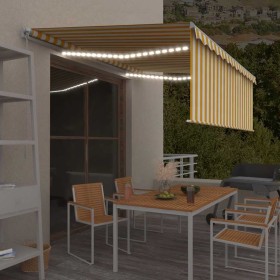 Toldo manual retráctil con persiana y LED amarillo blanco 4x3 m en Toldos | Comprar online en Foru.es