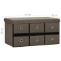 Banco de almacenaje plegable lino sintético marrón 76x38x38 cm de vidaXL, Bancos para recibidores y almacenamiento - Ref: For...