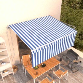 Toldo automático retráctil con persiana azul y blanco 4x3 m en Toldos | Comprar online en Foru.es