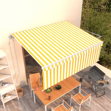 Toldo automático retráctil con persiana amarillo blanco 4x3 m en Toldos | Comprar online en Foru.es