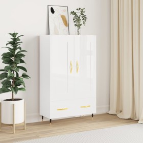 Aparador alto madera de ingeniería blanco brillo 69,5x31x115 cm de vidaXL, Aparadores - Ref: Foro24-830302, Precio: 91,31 €, ...
