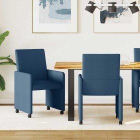 Sillas de Comedor con Ruedas 2 pcs Azul 57 x 66 x 94 cm tela en Sillas de comedor | Comprar online en Foru.es