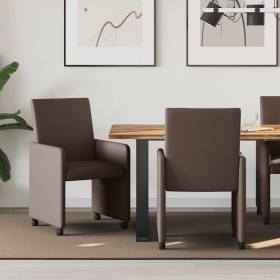 Sillas de Comedor con Ruedas 2 pcs Marrón 57 x 66 x 94 cm en Sillas de comedor | Comprar online en Foru.es