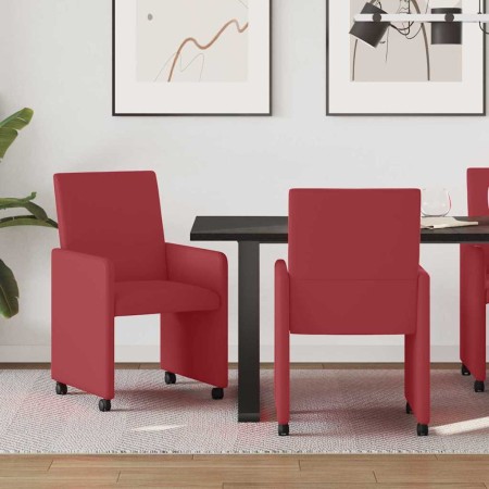 Sillas de Comedor con Ruedas con ruedas 2 pcs Rojo vino tinto en Sillas de comedor | Comprar online en Foru.es