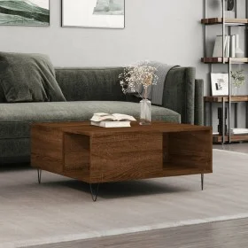 Mesa de centro madera contrachapada roble marrón 80x80x36,5 cm de vidaXL, Mesas de centro - Ref: Foro24-830787, Precio: 53,45...