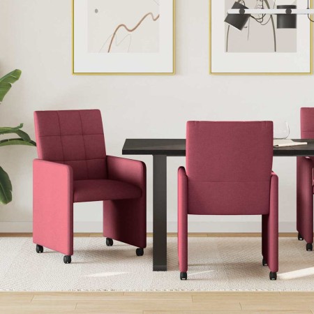 Sillas de Comedor con Ruedas con ruedas 2 pcs Rojo vino tinto en Sillas de comedor | Comprar online en Foru.es