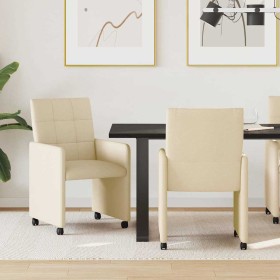 Sillas de Comedor con Ruedas 2 pcs Crema 58 x 65 x 94 cm tela en Sillas de comedor | Comprar online en Foru.es