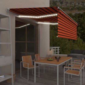 Toldo retráctil manual con persiana y LED naranja/marrón 4,5x3m en Toldos | Comprar online en Foru.es