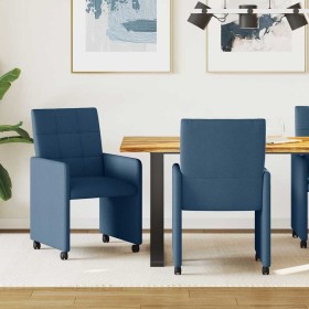 Sillas de Comedor con Ruedas 2 pcs Azul 58 x 65 x 94 cm tela en Sillas de comedor | Comprar online en Foru.es