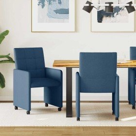 Sillas de Comedor con Ruedas 2 pcs Azul 58 x 65 x 94 cm tela en Sillas de comedor | Comprar online en Foru.es