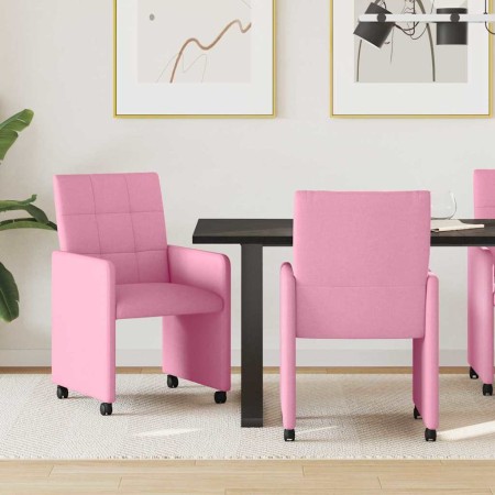 Sillas de Comedor con Ruedas 2 pcs Rosa 58 x 65 x 94 cm tela en Sillas de comedor | Comprar online en Foru.es