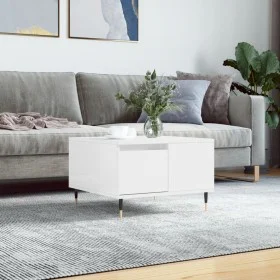 Mesa de centro madera contrachapada blanco brillo 55x55x36,5 cm de vidaXL, Mesas de centro - Ref: Foro24-830750, Precio: 60,0...