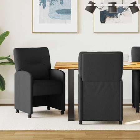 Sillas de Comedor con Ruedas 2 pcs Negro 57 x 67 x 95 cm tela en Sillas de comedor | Comprar online en Foru.es