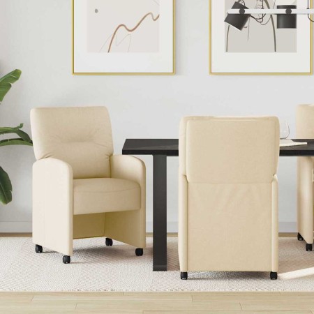 Sillas de Comedor con Ruedas 2 pcs Crema 57 x 67 x 95 cm tela en Sillas de comedor | Comprar online en Foru.es