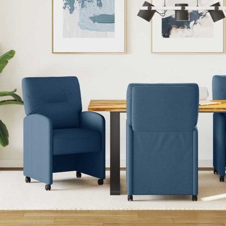 Sillas de Comedor con Ruedas 2 pcs Azul 57 x 67 x 95 cm tela en Sillas de comedor | Comprar online en Foru.es